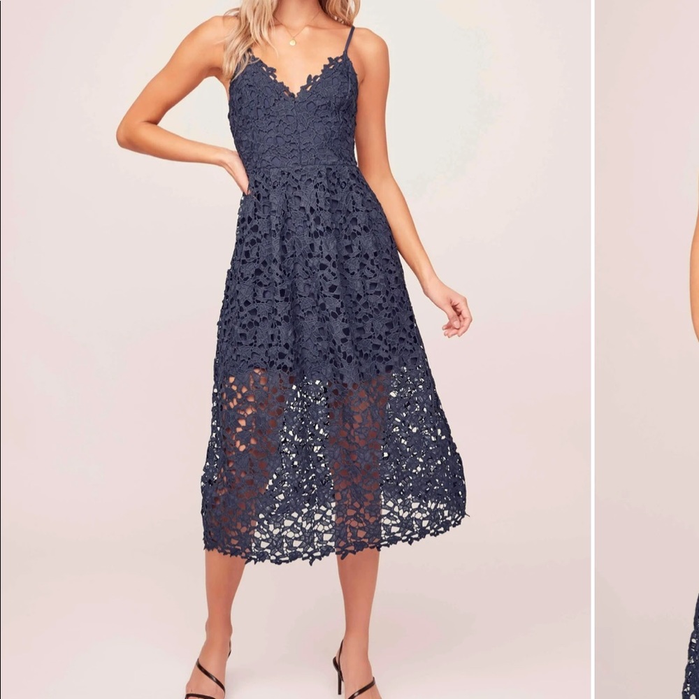 Royal blue ASTR the Label lace midi dress